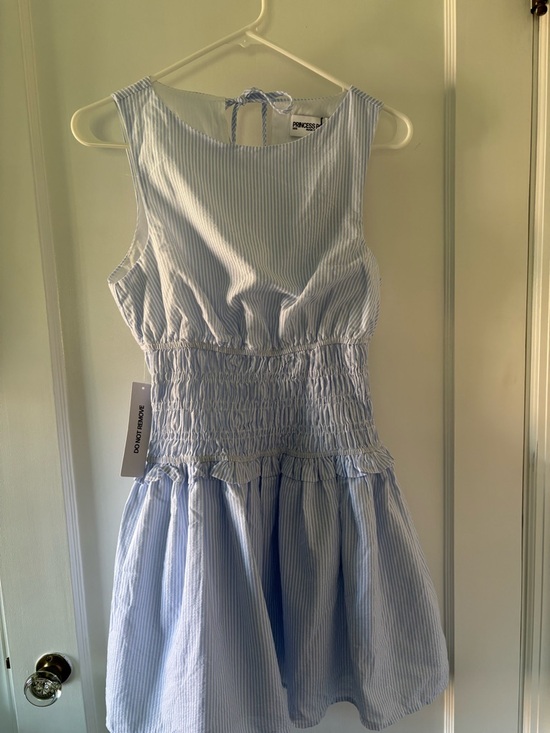 Princess Polly Dresses & Skirts - Princess Polly Light Blue Striped Smocked Waist Dress
